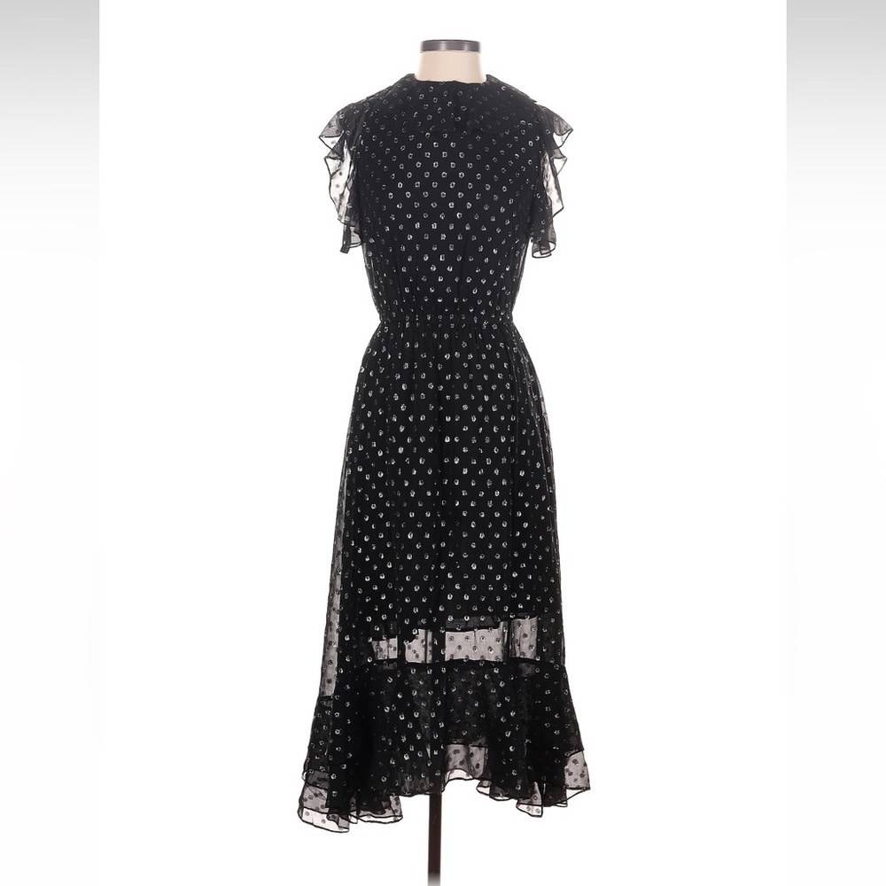 Robert Rodriguez Black and silver flounce midi formal dress. Size 4. Perfect!